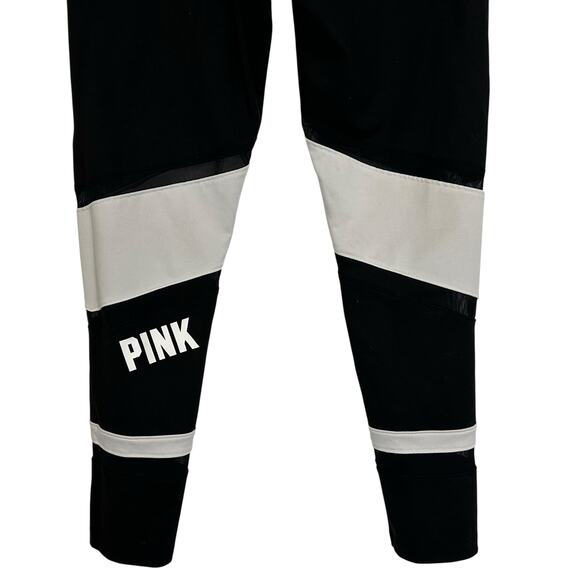 PINK Victoria's Secret Ultimate 7/8 Leggings Black White Mesh Striped Size M - Picture 8 of 10